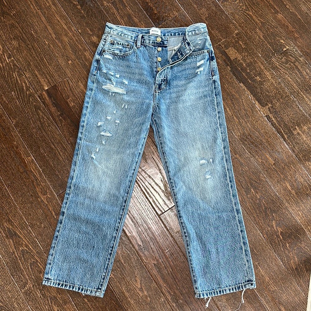 Pistola Cassie super high rise crop in university denim size 28